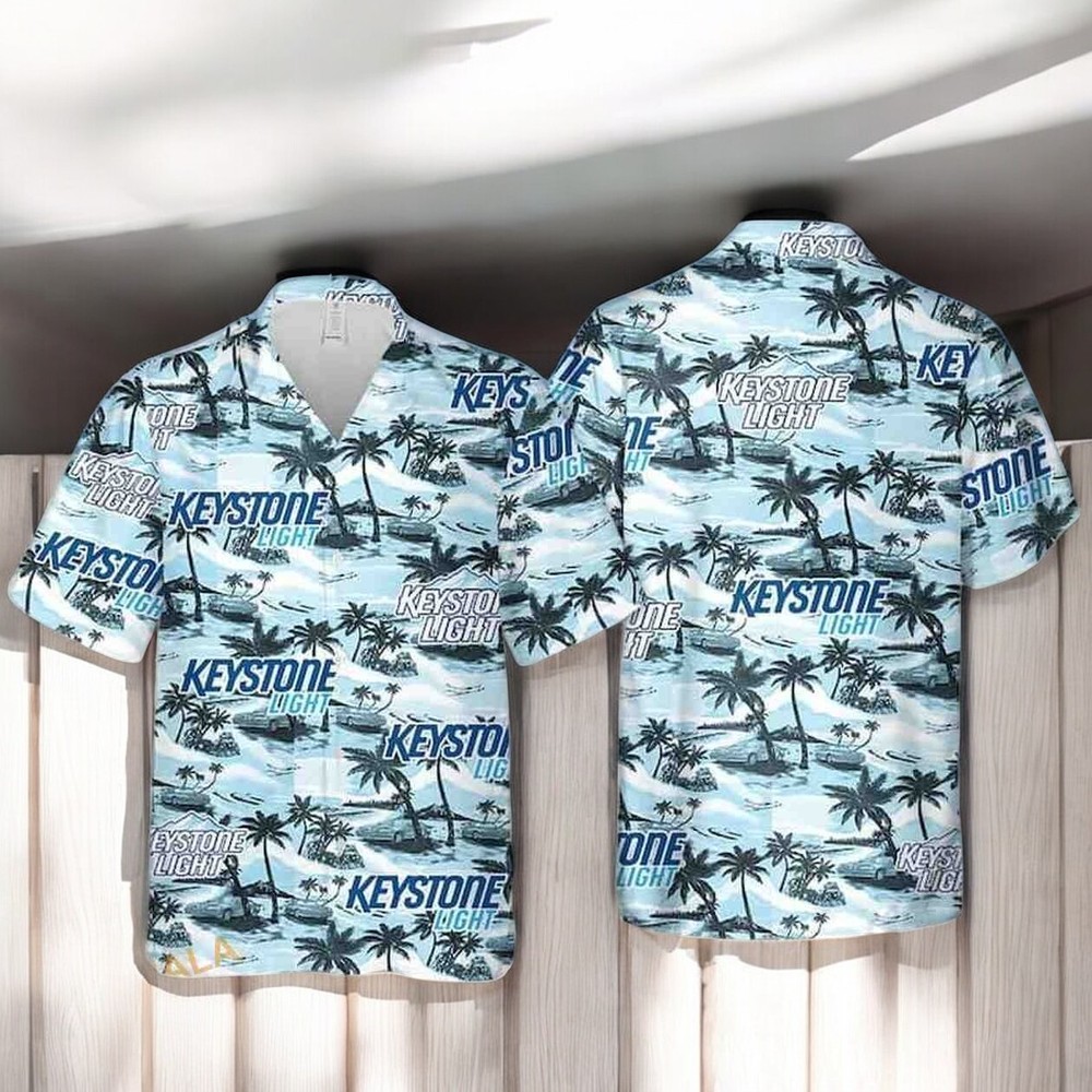 Keystone Light Beer Island Pattern Hawaiian Shirt