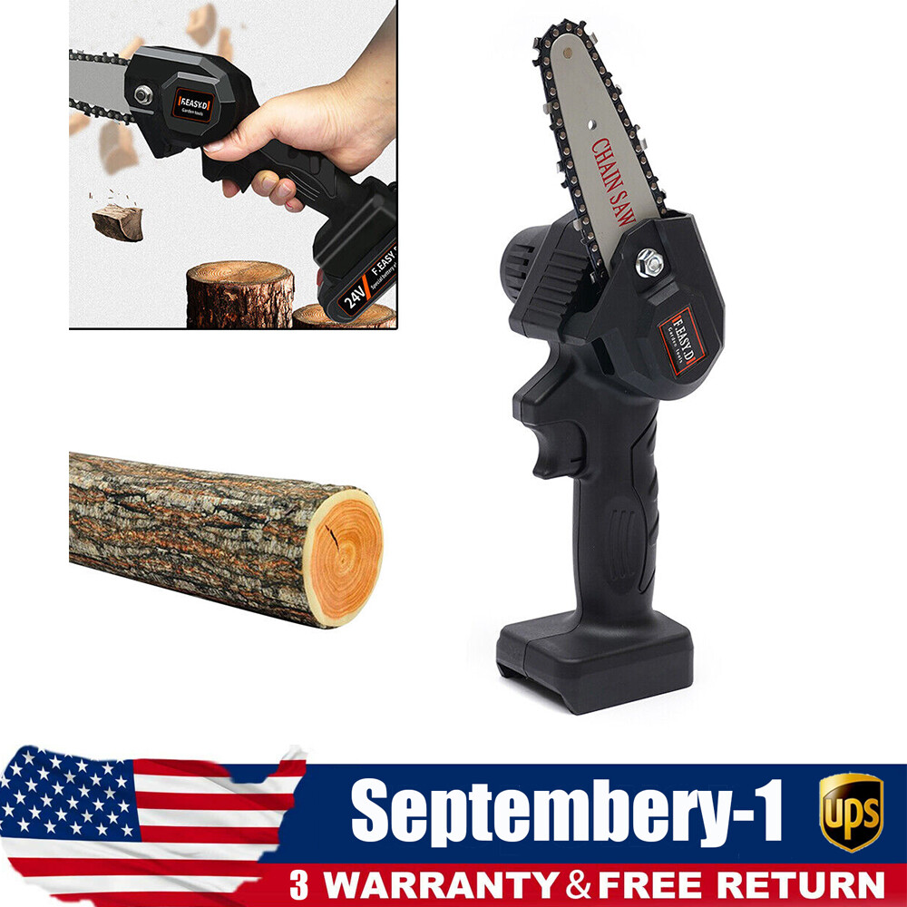 24V Cordless Mini Chainsaw - 4 Inch Handheld Battery-Powered Chain Saw  