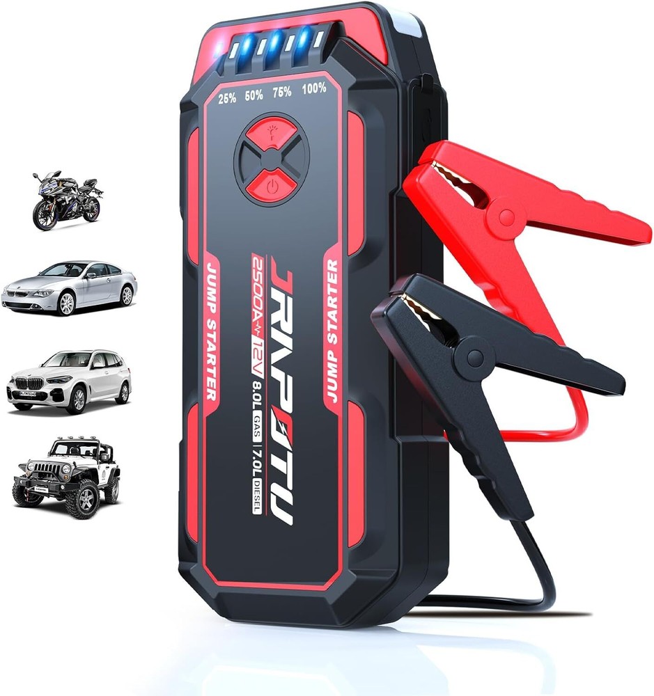 Portable Car Jump Starter, 2500A Peak Battery Jumper Starter Portable, Black