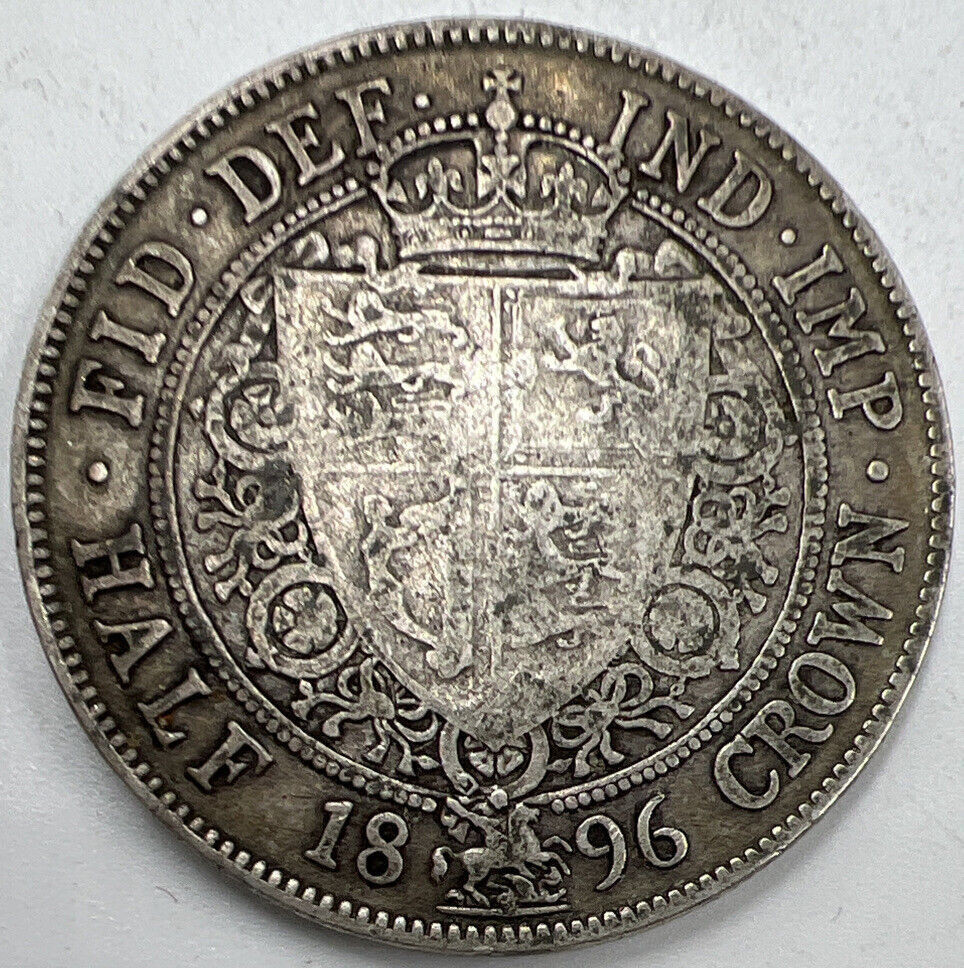 1896 Victoria Half Crown British Silver Coin Collectable Grade a149