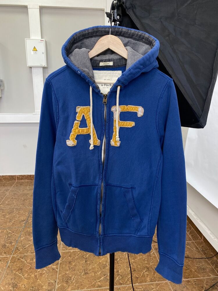 Y2K Abercrombie Fitch Thrashed Hoodie Opium Style Rare Retro size M color blue
