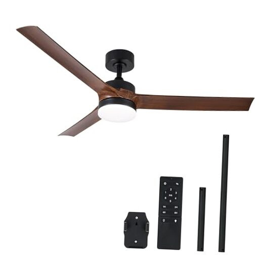 52 Inch Ceiling Fan with Light Remote Control 3 Blades 6 Speed Options