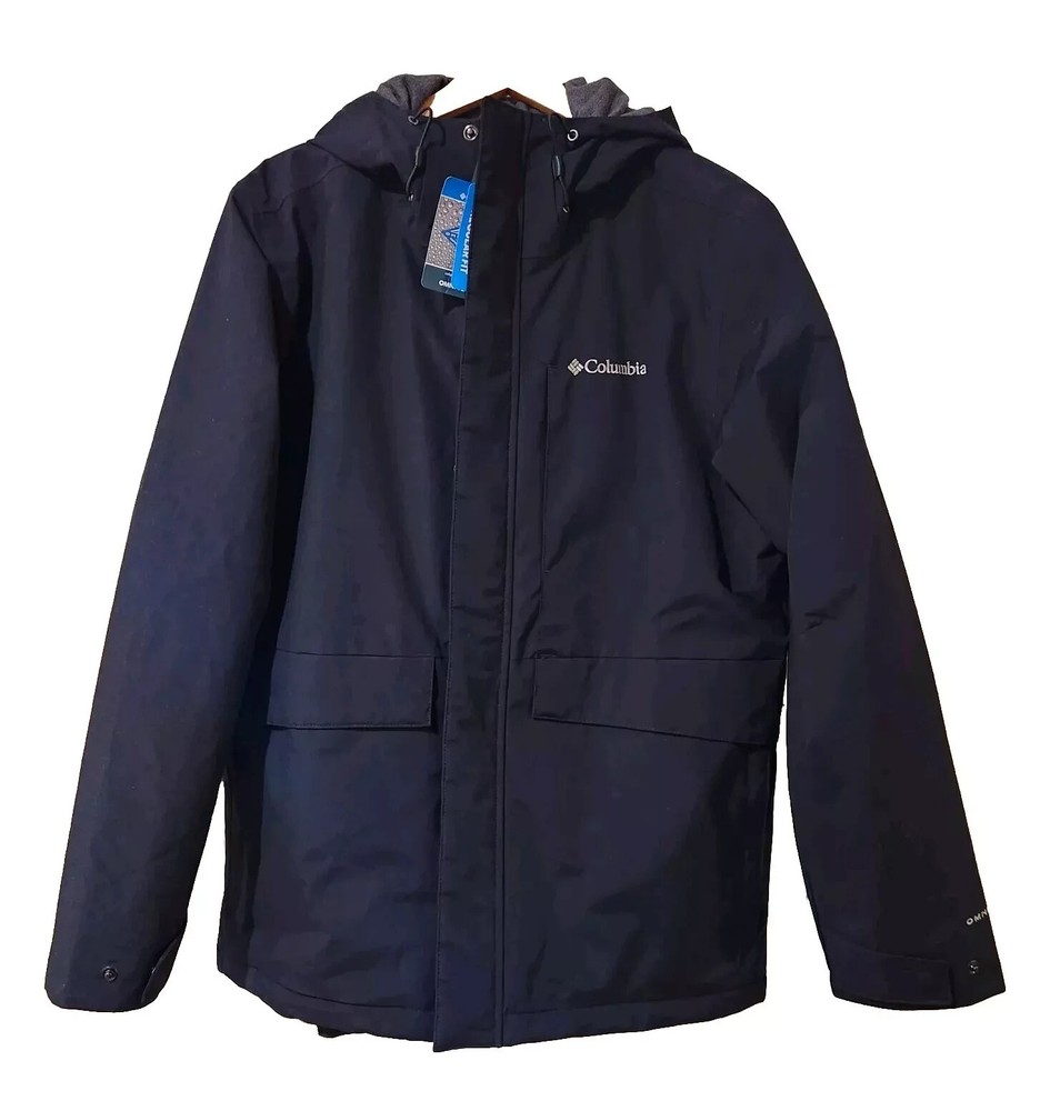 Columbia Men's Omni-Tech Waterproof Hooded Jacket - Black, Large - Breathable Shell  