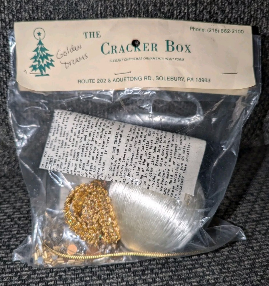 The Cracker Box “Golden Dreams” White Ornament Kit-New Old Stock Golden Oldies