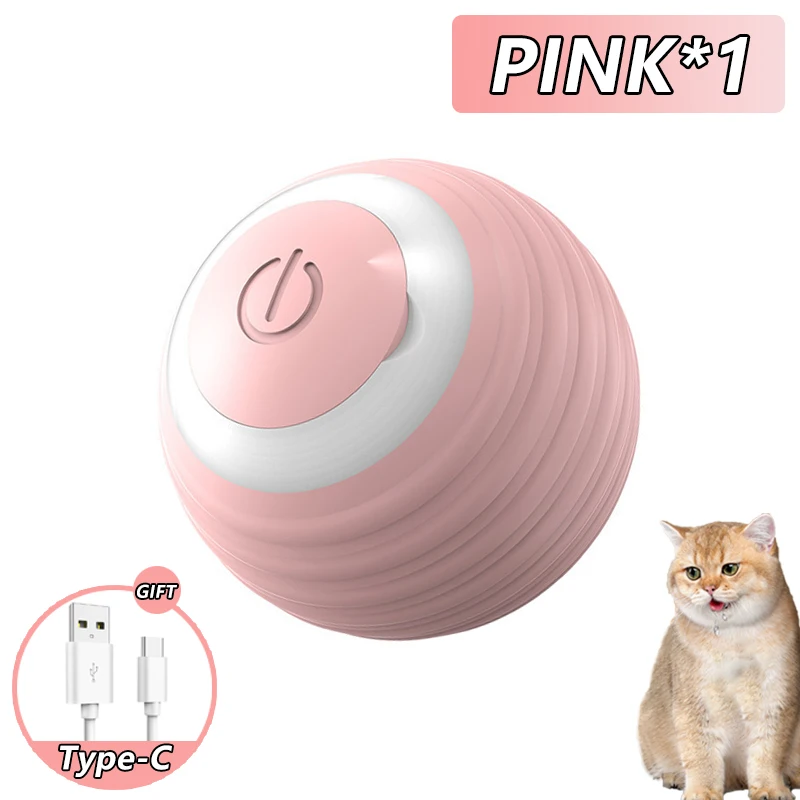 Smart Rechargeable Cat Dog Interactive Ball Toy with Faux Tail