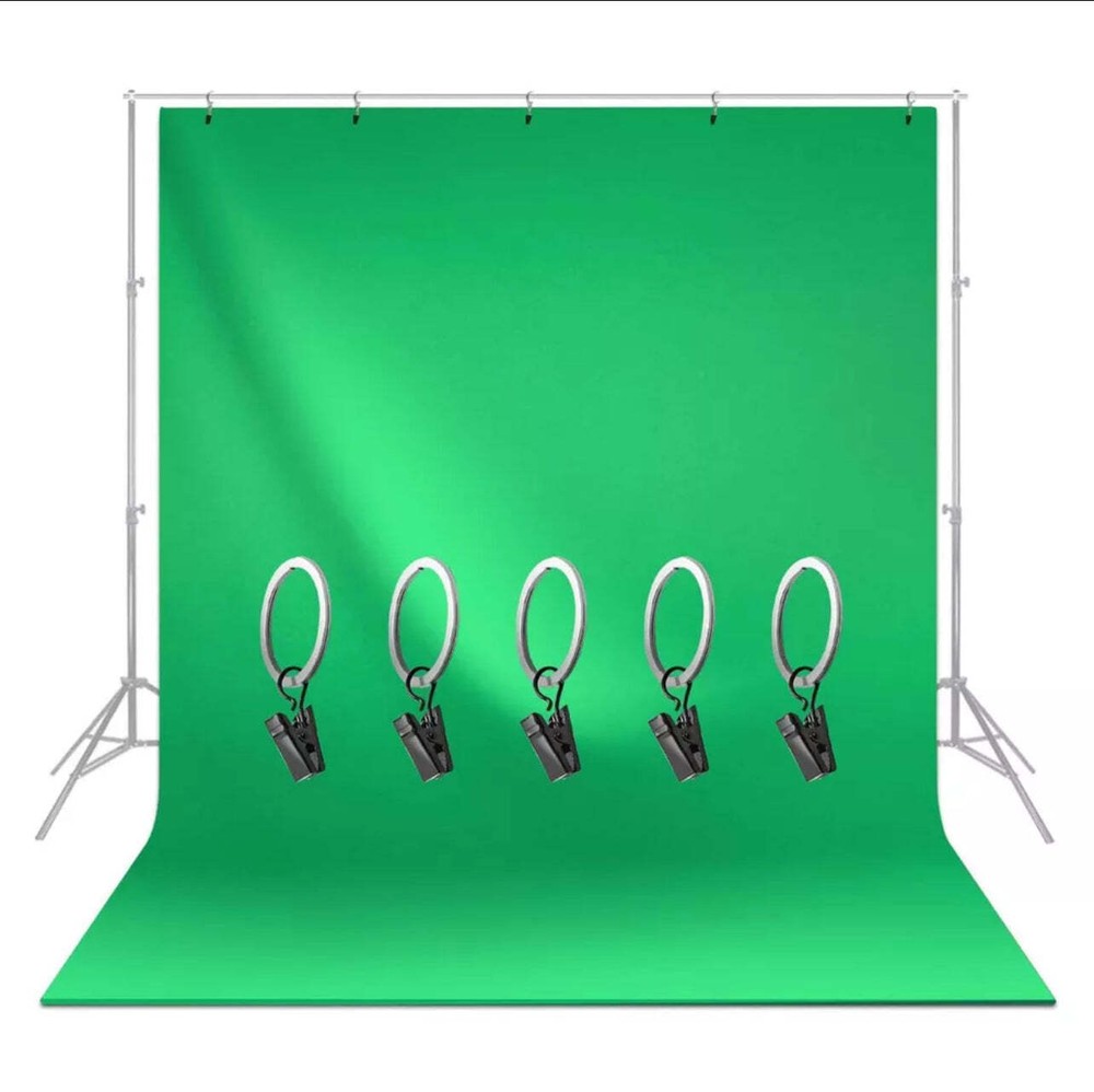 6x9 ft Green Screen Backdrop Background with Ring Clip for Photo Studio