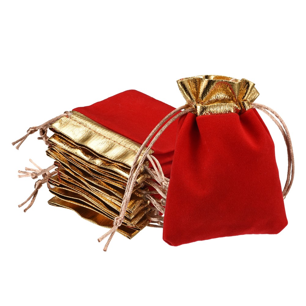 Velvet Drawstring Bags 3.15x3.94 Inch Gift Bags Jewelry Pouches Red 10Pcs
