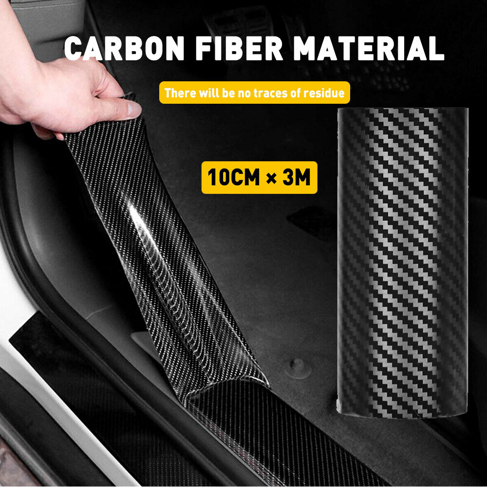 10CMX300CM Carbon Fiber Car Sticker Door Sill Scuff Anti Scratch Protecto M