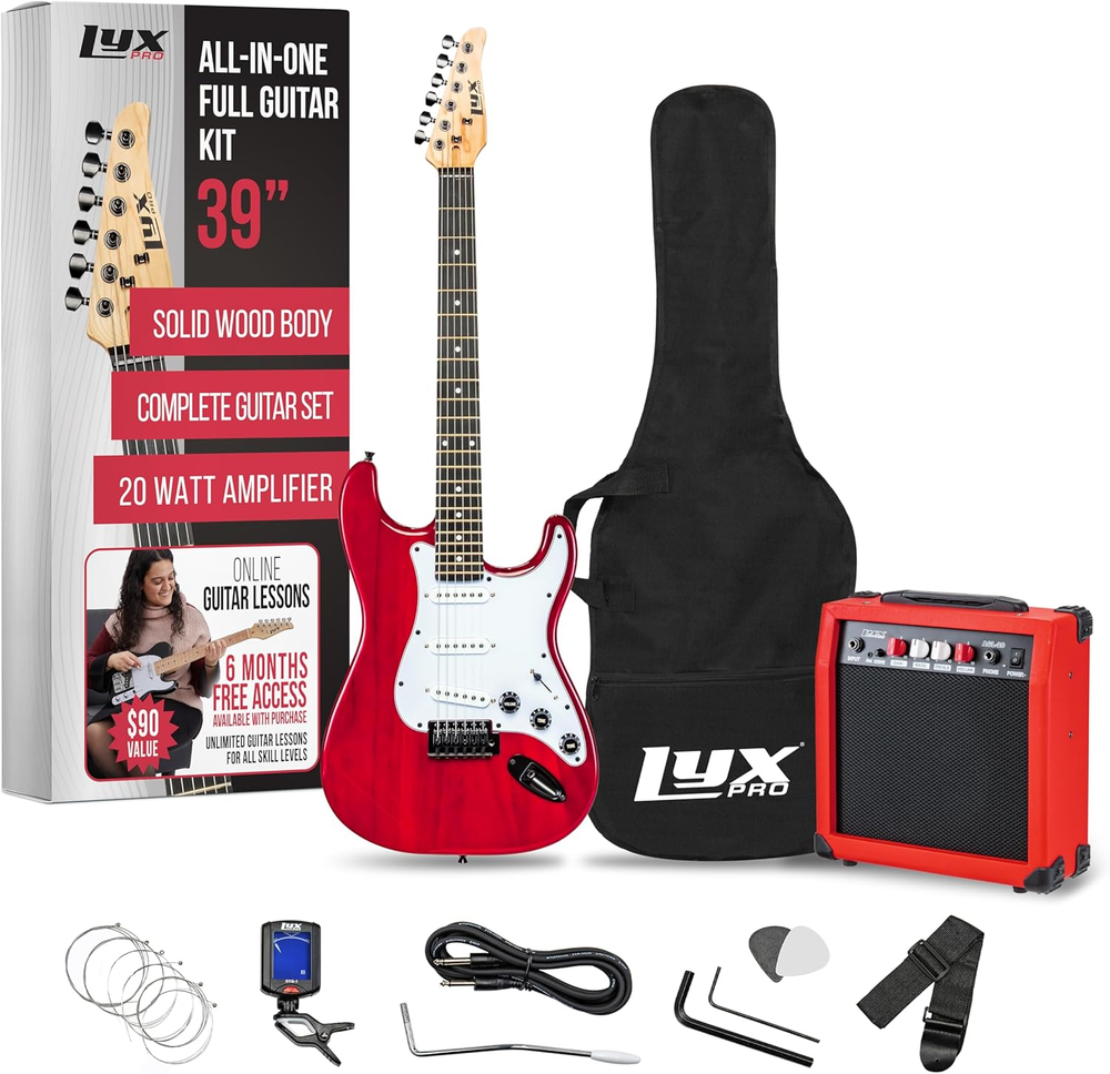 39 Inch Electric Guitar Kit Bundle with 20W Amplifier, All Accessories, Digital