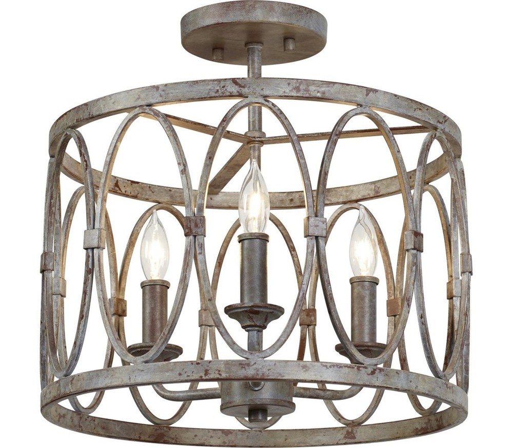 Visual Comfort Studio Patrice 3-Light Semi Flush Mount Fixture 180W Deep Abyss Finish-image