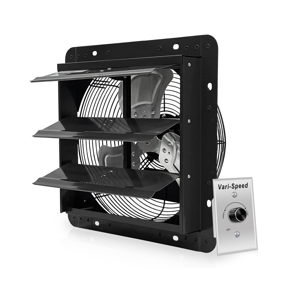 VENTISOL 12 Inch Shutter Exhaust Fan With Variable Speed Controller,1450CFM W...