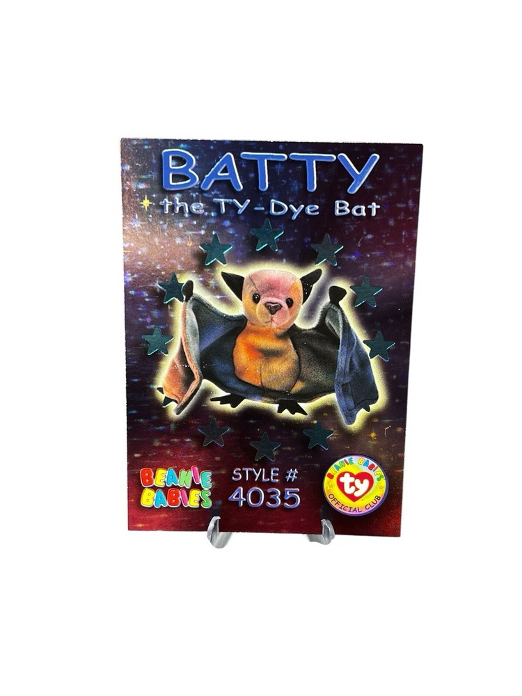 Ty Beanie Babies BBOC Batty Teal Tie-Dye Bat Wild Card Series 3  