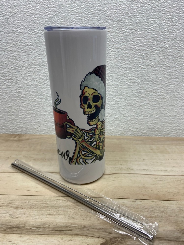 Zonegrace Stainless Steel Skinny Tumbler 20oz Ho Ho Wat A Year W/ Straw & Brush