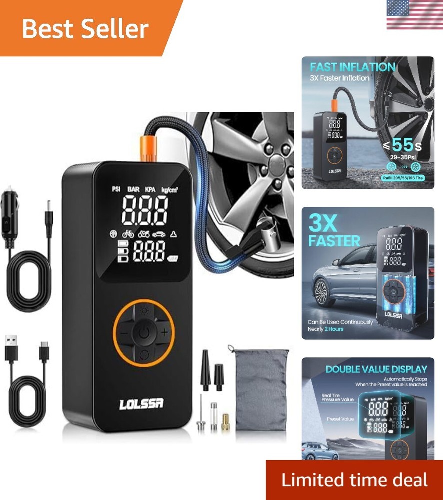 Portable Cordless Air Compressor Pump 150PSI for Car Tires Bikes Sports Equipment