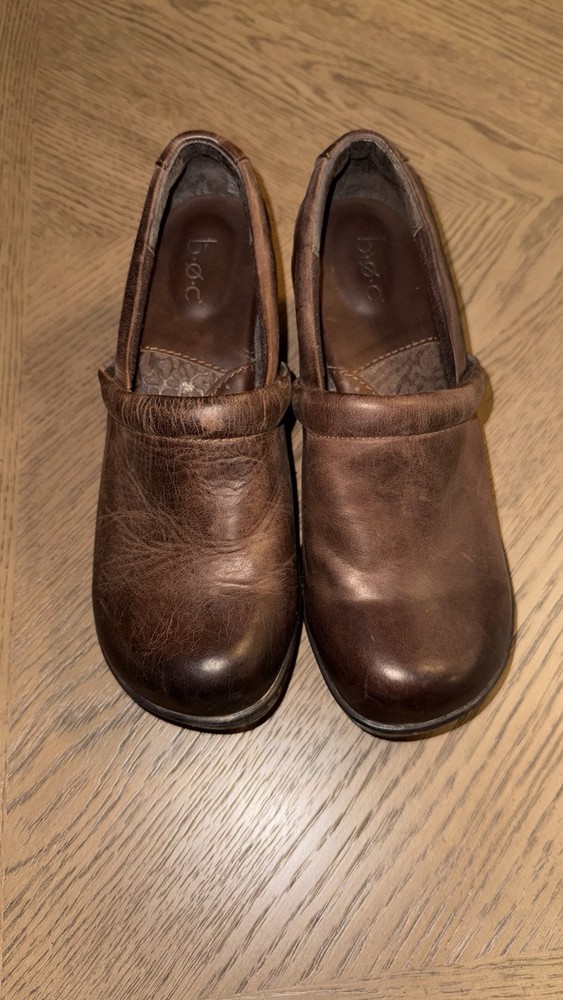 BOC Born Concept Brown Leather Nadiyya Slip-On Clogs for Women Size 8 M C80848