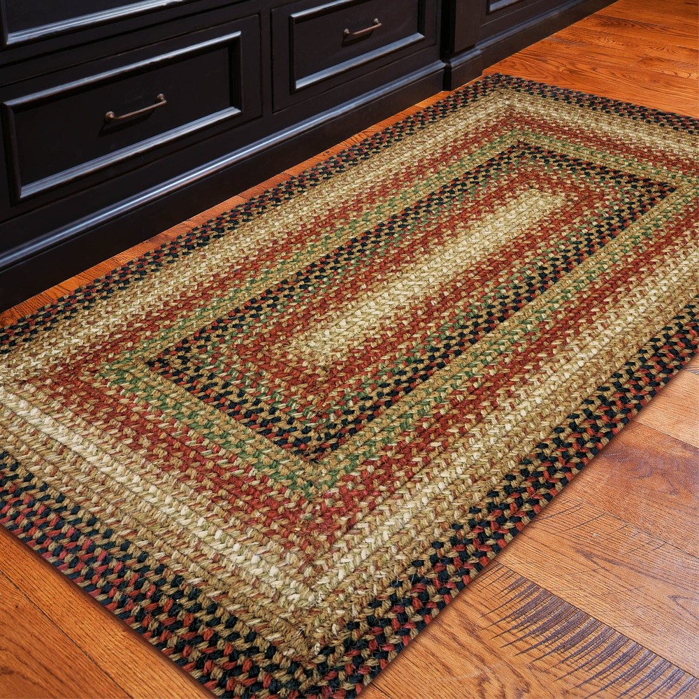 Gingerbread Brown Braided Jute Rug 20x30 Rectangle Country Farmhouse Decor