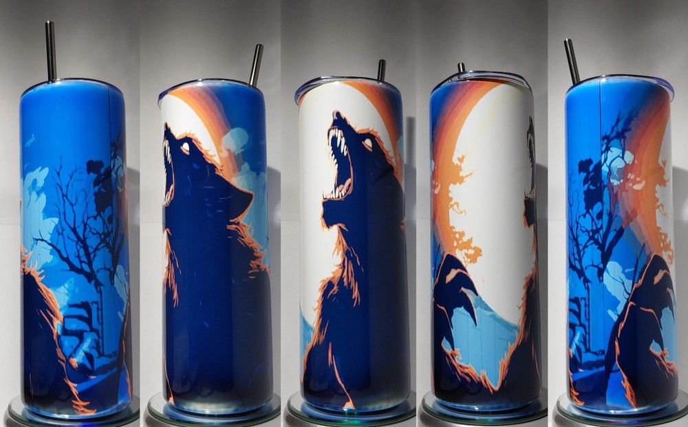 Werewolf Dogman tumbler  Stainless-Steel 20oz with SS straw and cleaner