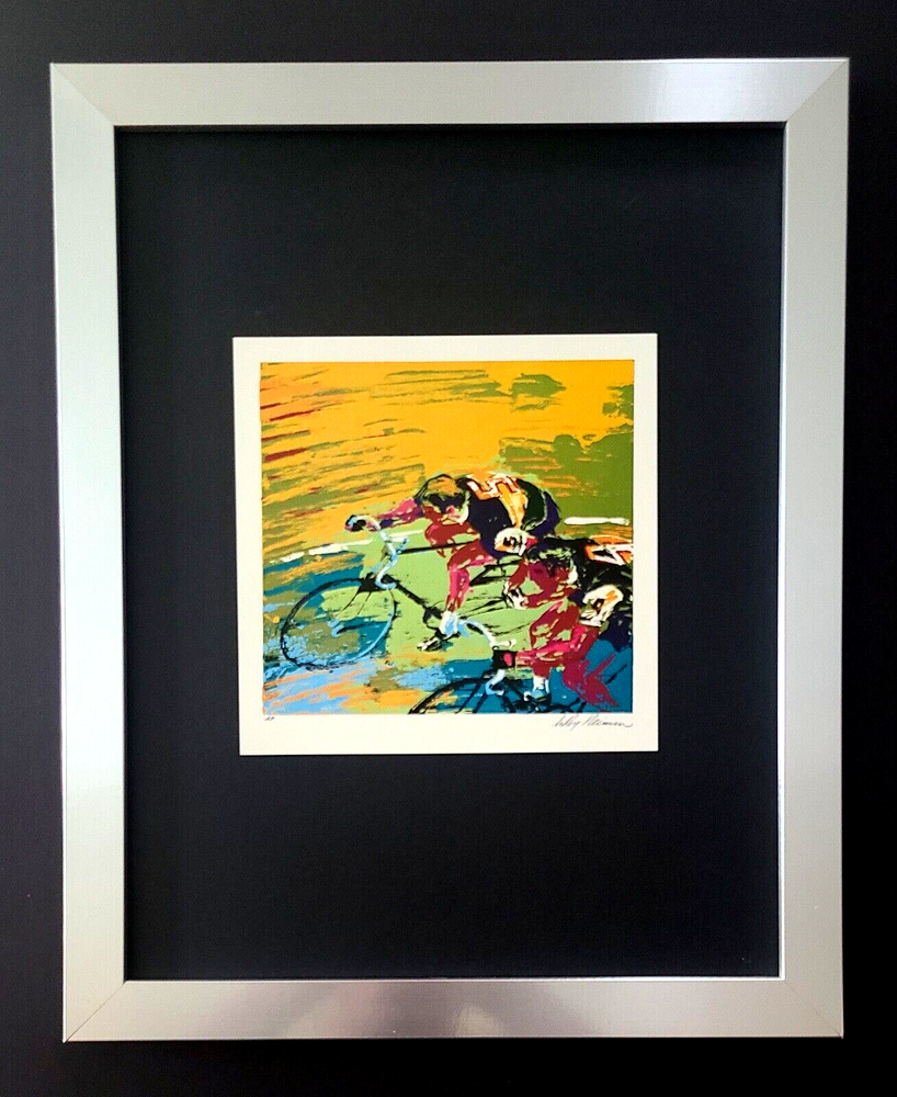 LEROY NEIMAN +  CYCLING + CIRCA 1990'S + SIGNED PRINT FRAMED + BUY NOW-image