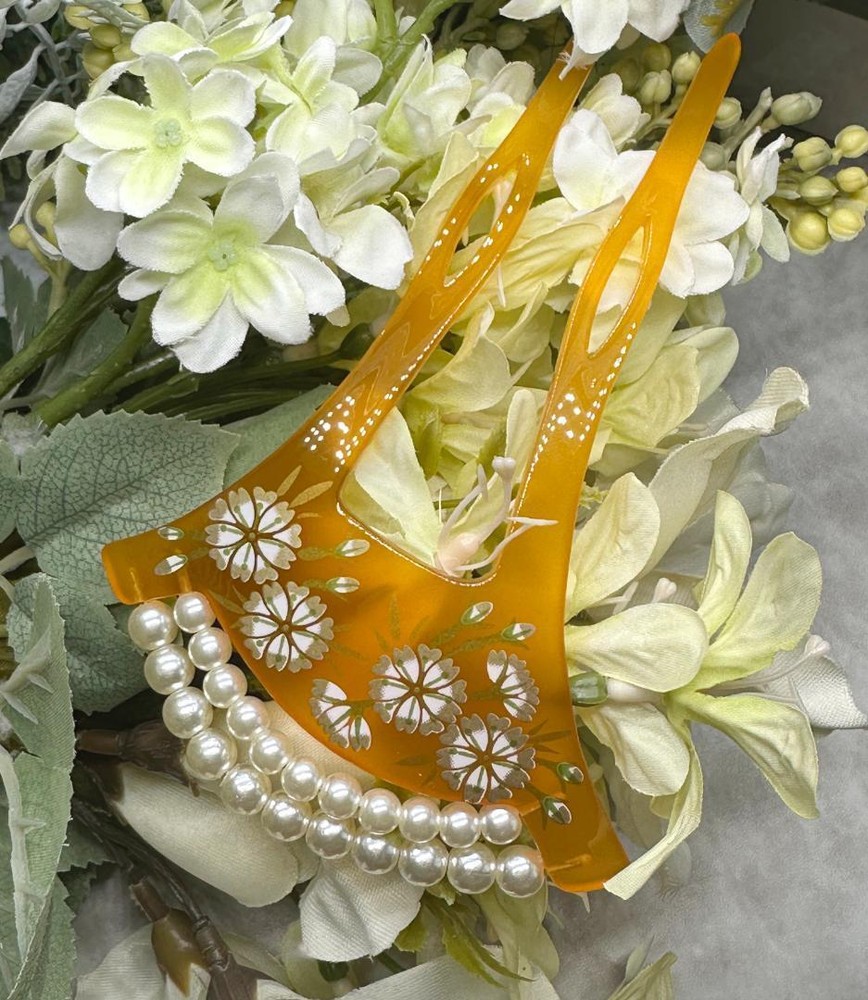 Kanzashi Bachi Wedding Hairpin 13cm x 8.5cm Handmade Hair Accessory