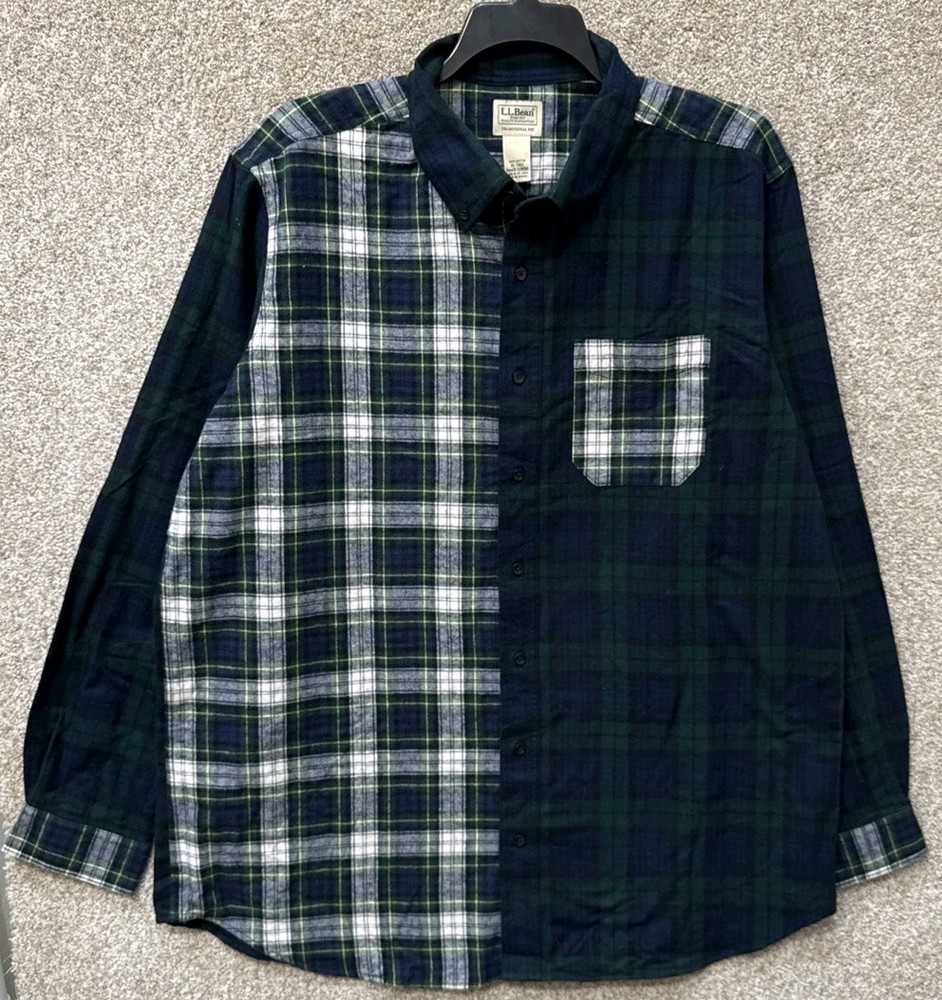LL Bean Men's XLT Tall Plaid Flannel Long Sleeve Button-Up Shirt
