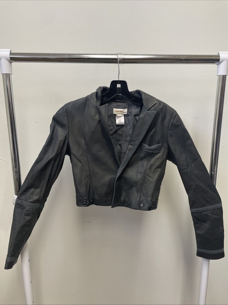 Diesel Leather Bolero Jacket Charcoal/Gray - Size XS