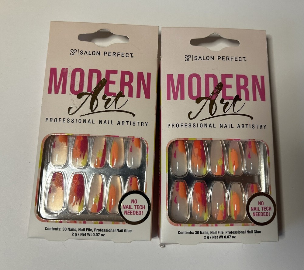 SALON PERFECT Artificial Press-On Nails - Modern Art Paint (Set of 2)