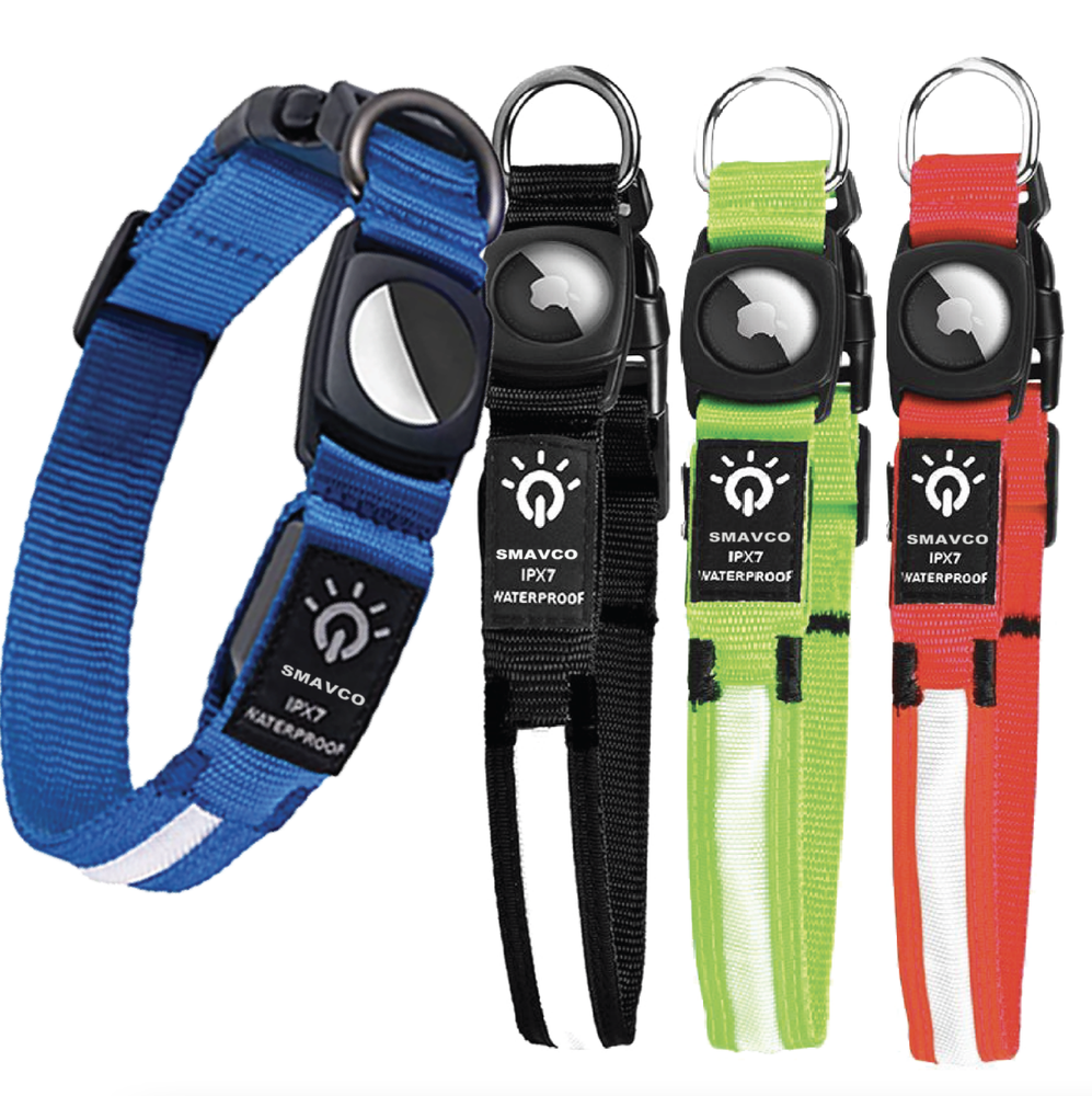 Rechargeable Airtag USB LED Pet Dog Glow Collar night safety adjustable light-up