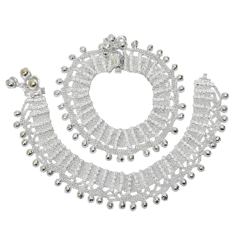 Anklet Payal Pajeb Fashion Bells Ankle Silver Plated Bracelet Chain For Women
