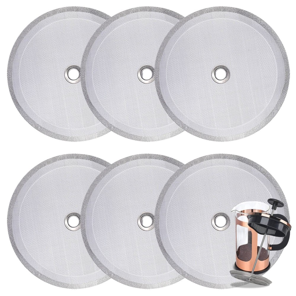 6-Piece Stainless Steel French Press Replacement Filter Screens for Coffee