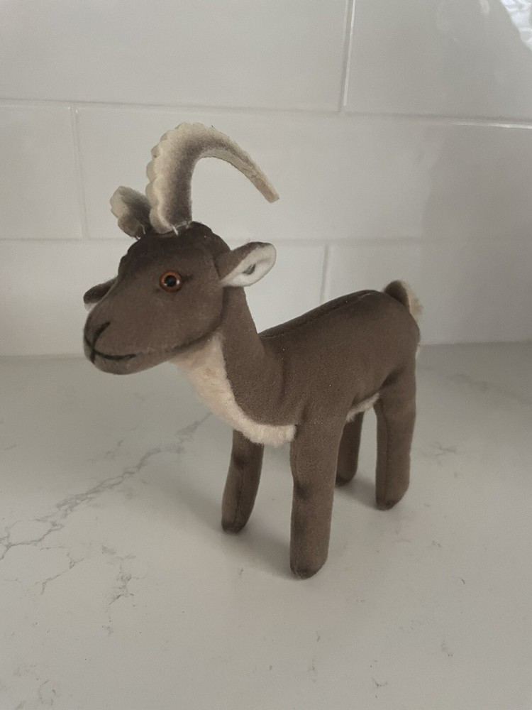 VINTAGE STEIFF Rare Rocky Capricorn Goat With Button Plush Animal  #1630/14