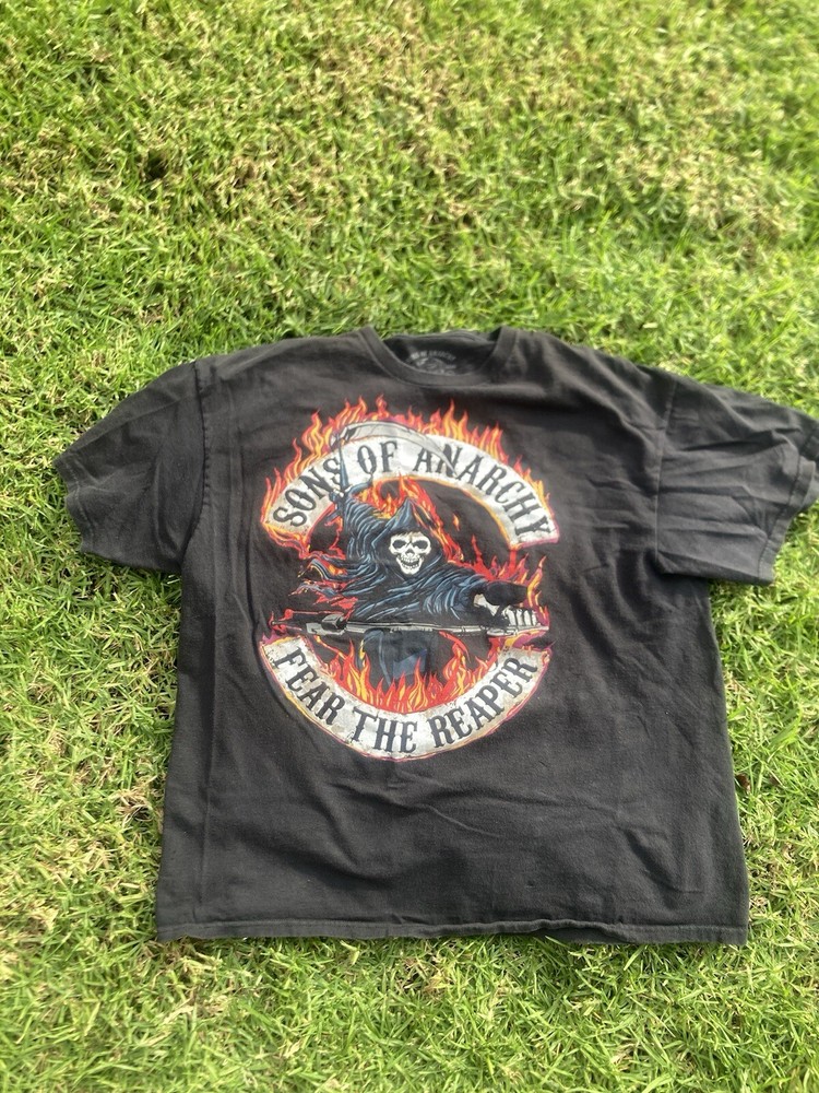 Sons of Anarchy Fear the Reaper Graphic Men's T-Shirt Black Orange Size Large