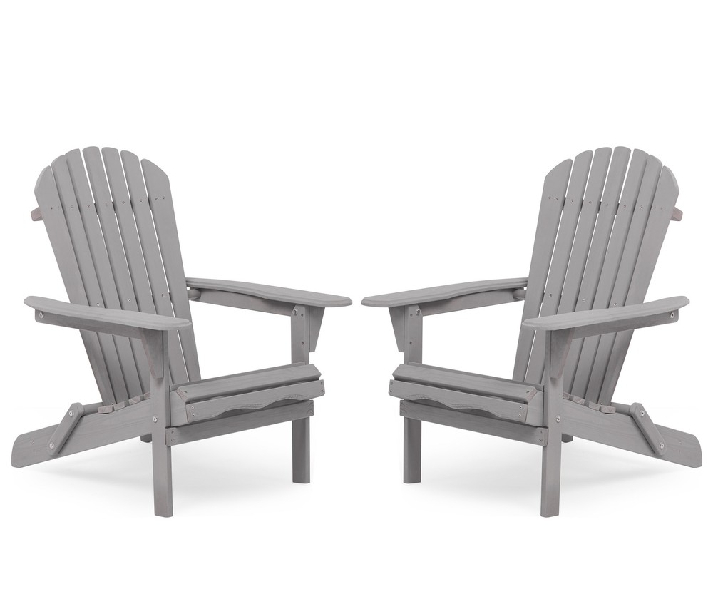Solid Cedar Adirondack Folding Chairs Set of 2 for Garden and Patio