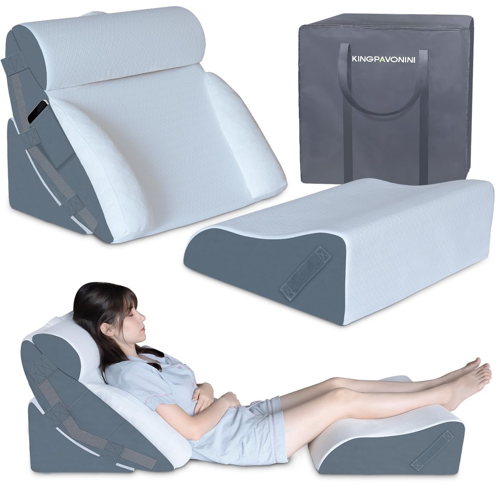 4PCS Orthopedic Bed Wedge Pillow Set for Post-Surgery Support & Comfortable Sleep