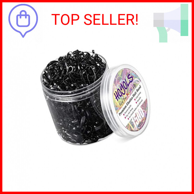 HOYOLS Black Elastic Hair Ties Rubber Bands Mini Polyband Soft Ponytail Holder f