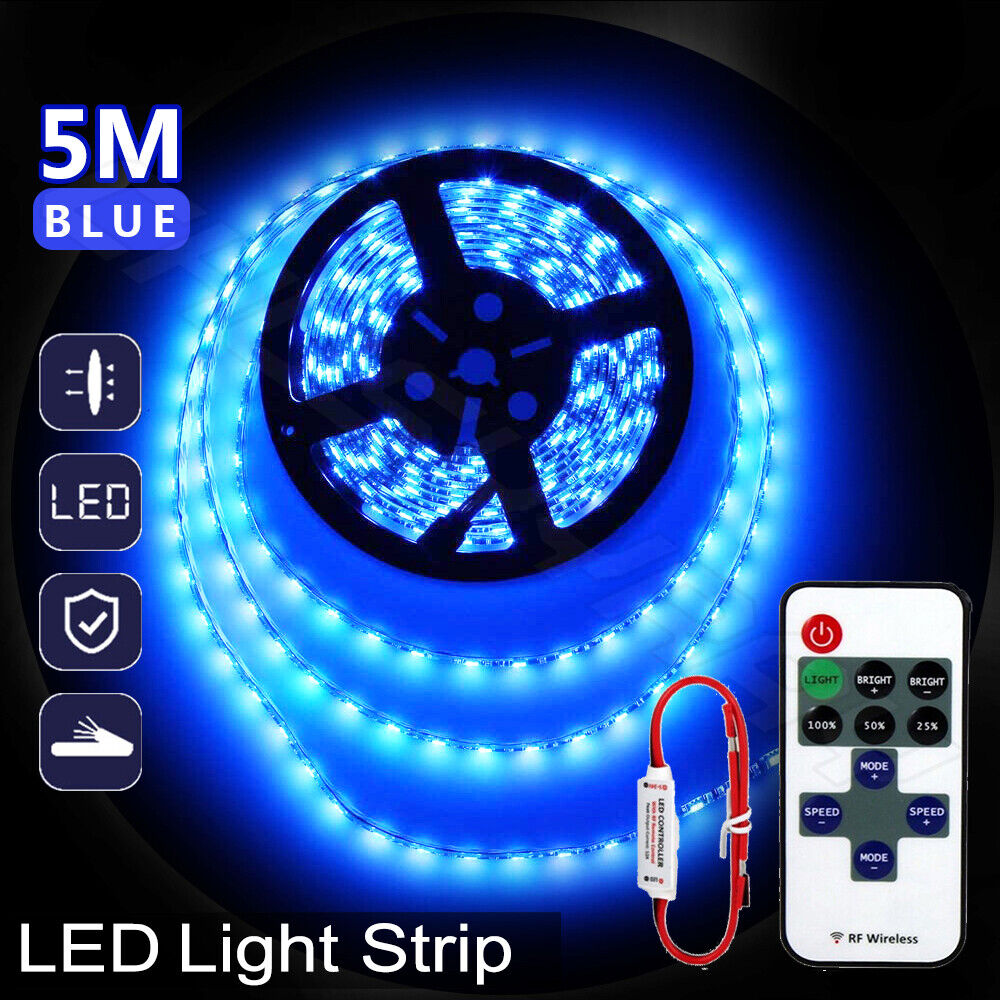 Tira de luz LED azul para coche atmósfera interior lámpara de neón control remoto para coches