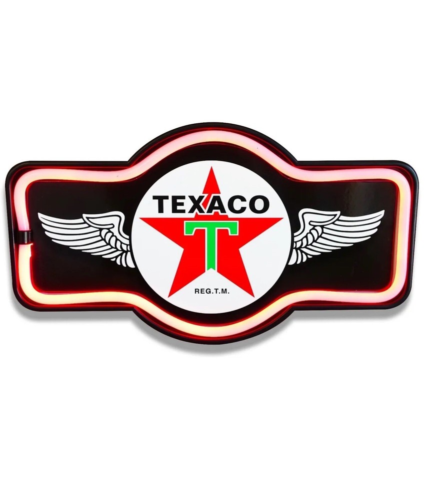 Texaco Black Retro LED Neon Sign for Bar, Garage, or Man Cave Decor