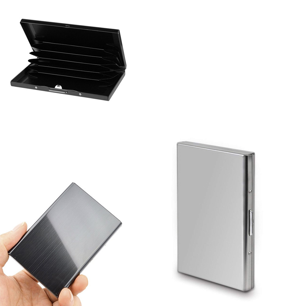 Slim RFID Blocking Credit Card Holder for Men - Stainless Steel Travel Wallet-image
