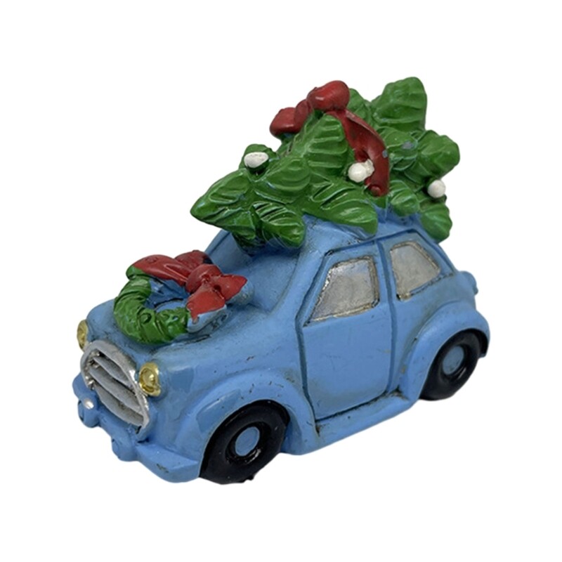 Festive Motor Car Statue Figurine Tabletop Decoration Resin Christmas Ornament