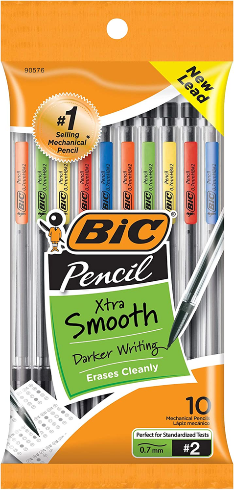 BIC Xtra-Smooth 0.7mm Mechanical Pencils with Erasers, 10-Pack