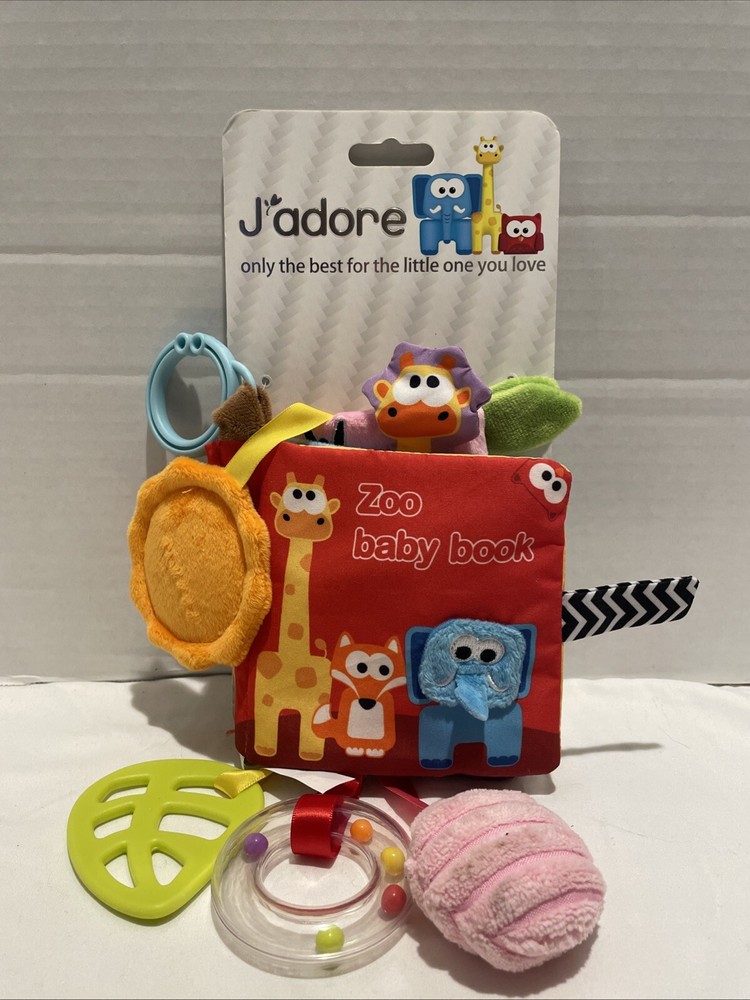 J’adore Fabric Soft Book ZOO BABY BOOK by J'adore Crinkles Chewy Mirror Crib Toy