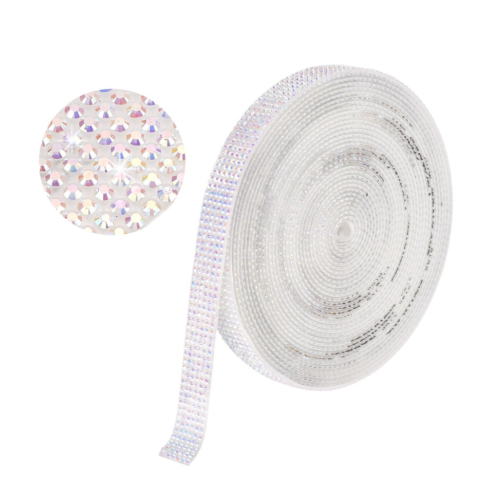 Self Adhesive Rhinestone Strips 6 Yards 0.45 Inch for Craft,Beige AB