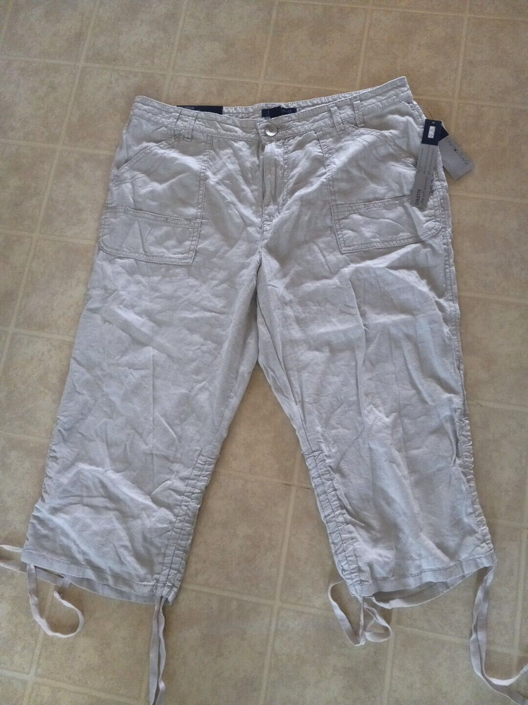 Bandolino Colette Pants Womens 12 Cropped Beige Straight Casual Ladies NEW