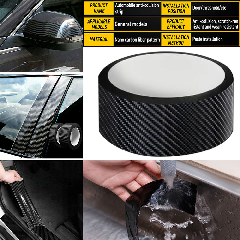 1/2set 3cm Carbon Fiber Car Sticker Door Sill Scuff Anti Scratch Tape Styling Tr