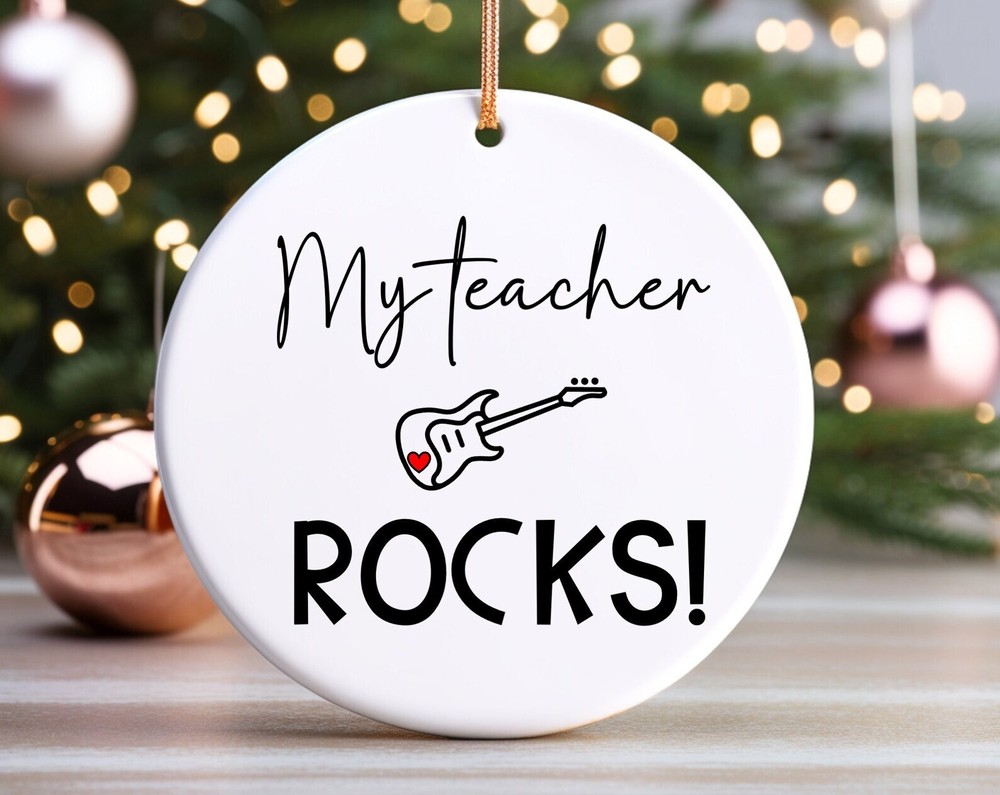 Teacher Christmas Ornament My Teacher Rocks Ornament Thank You Gift Holiday Gift