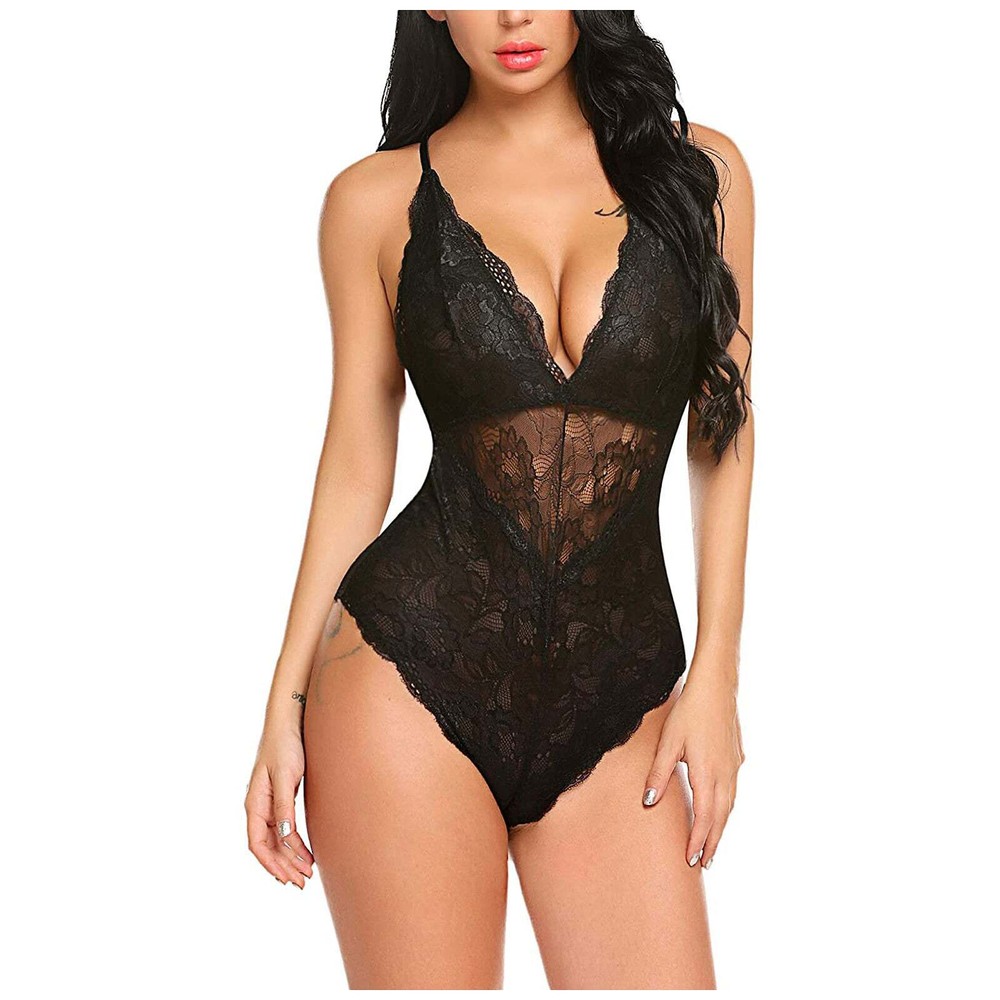 Fashion Sexy Lace Cross Sling Hollow Bodysuit Women casual top