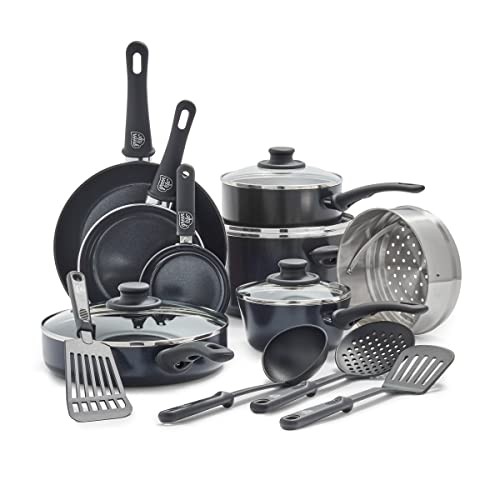 GreenLife Soft Grip 16-Piece Nonstick Kitchen Utensil Set in Black Diamond