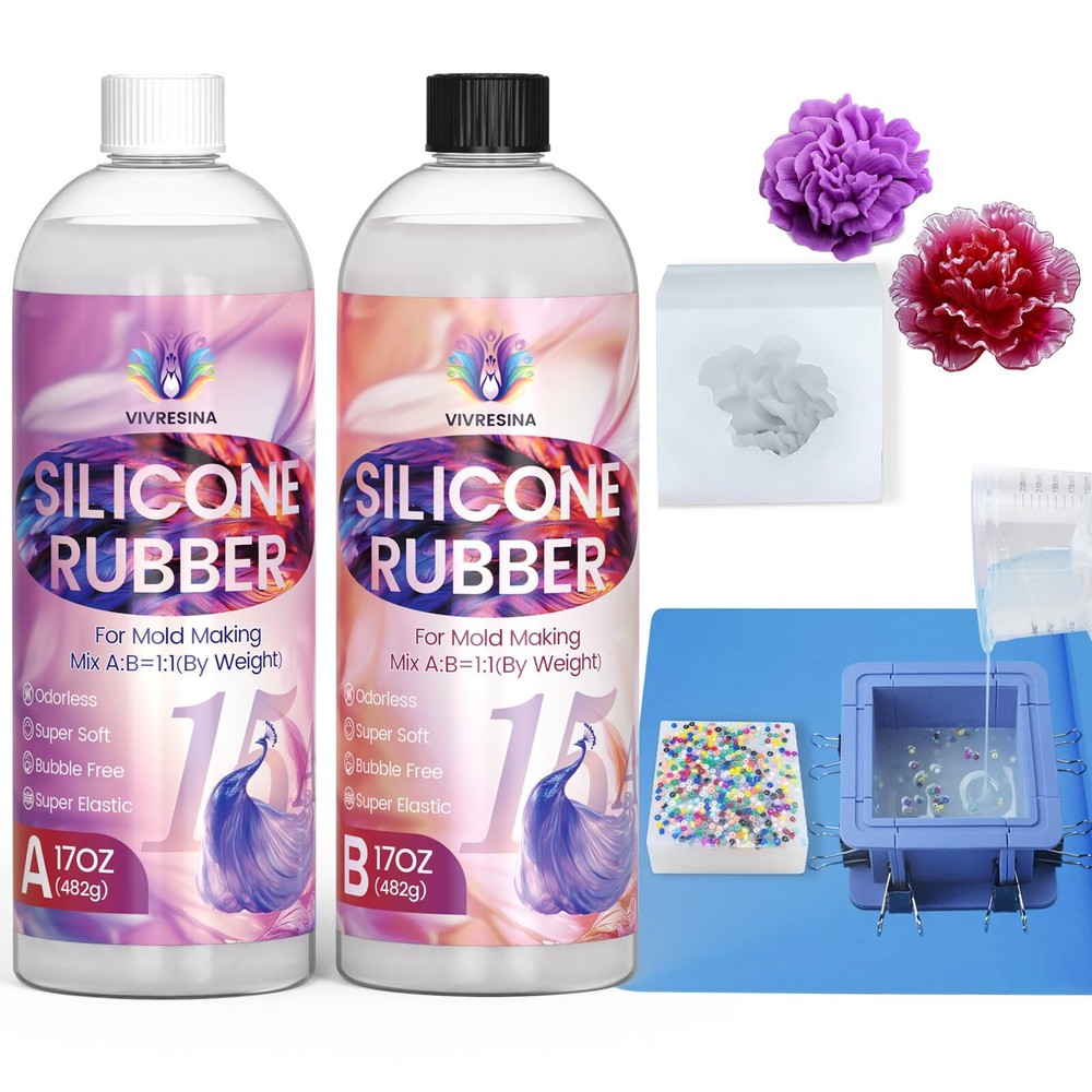 Silicone Mold Making Kit 34 OZ Super Elastic Liquid Rubber for Molds