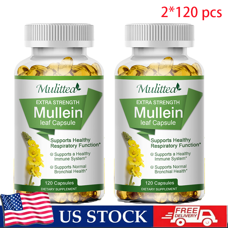 240PC Mullein Leaf Capsules For Lung Cleansing Detox Herbal Dietary Supplement