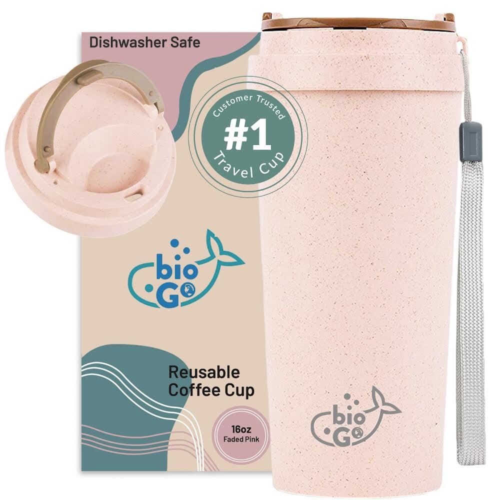 16oz Pink Travel Coffee Cup - Reusable Mug with Lid - Microwave & Dishwasher ...