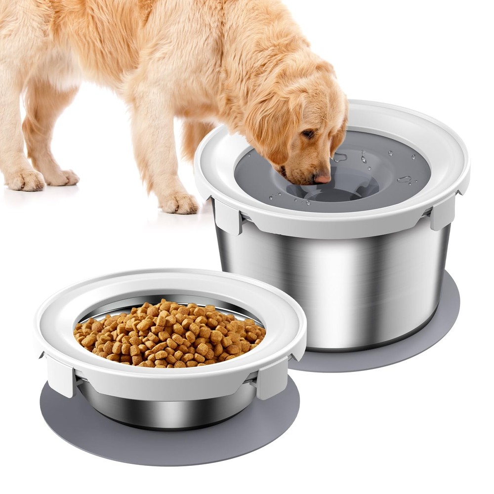Non-Spill Dog Food & Water Bowl Set for Pets